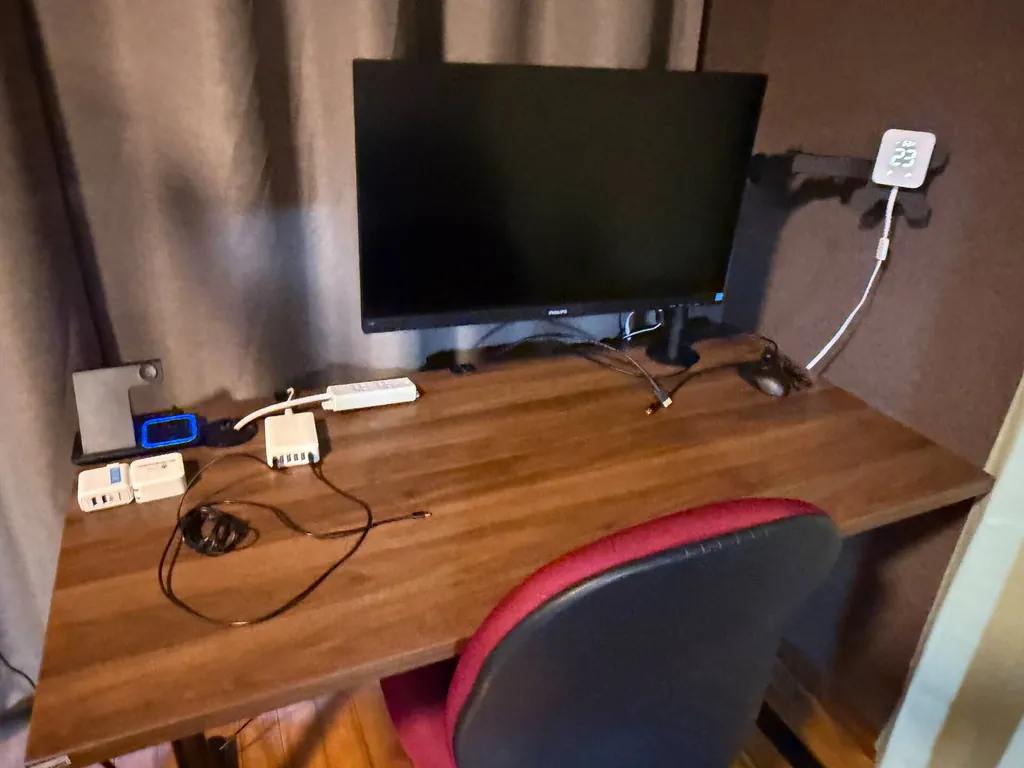 Desk with monitor for remote work